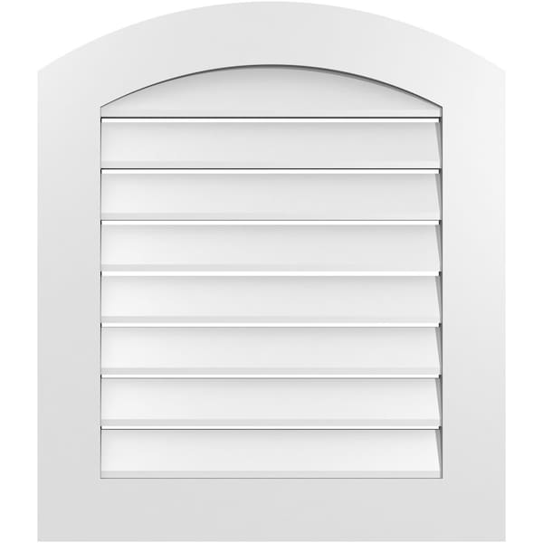 Ekena Millwork Arch Top Surface Mount PVC Gable Vent: Non-Functional, w/ 3-1/2"W x 1"P Standard Frame, 26"W x 28"H GVPAR26X2801SN - main